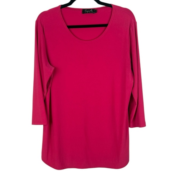 Sympli Fuchsia Smooth Fabric Minimalist Casual 3/4 Sleeve Blouse Size 12 - Picture 1 of 11